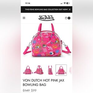 Von Dutch Pink Graphic Bowling Bag